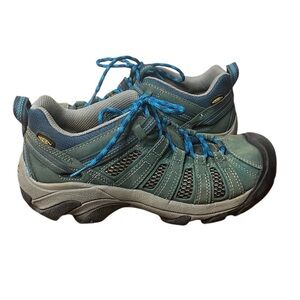KEEN Voyageur Hiking Shoes Green Blue Water Resistant Mesh Upper Womens Size 9